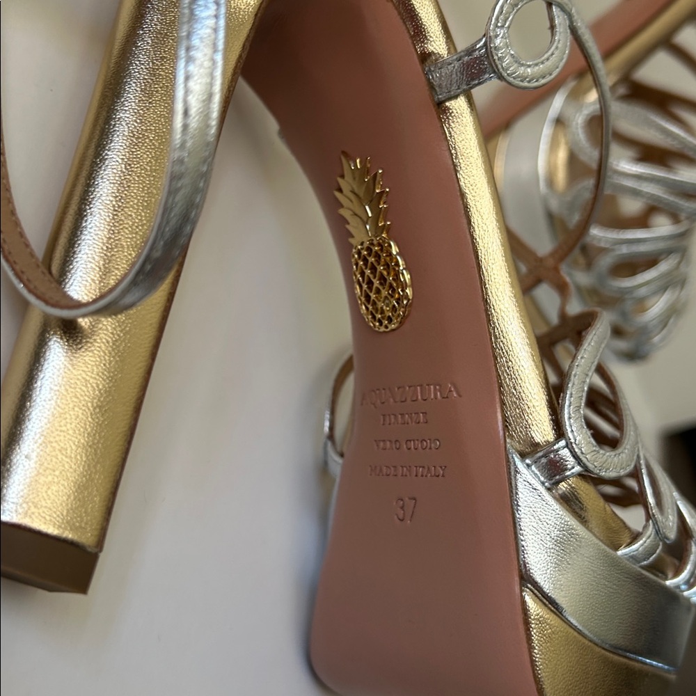 Metallic Silver Platform Sandals - image 4